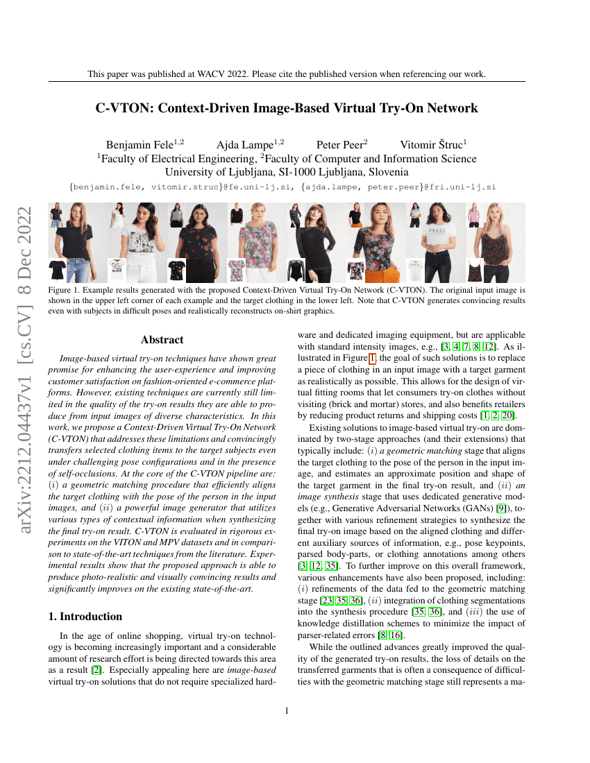 C-VTON:基于上下文的图像虚拟试穿网络
