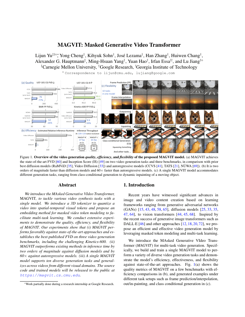 MAGVIT:掩码生成视频Transformer