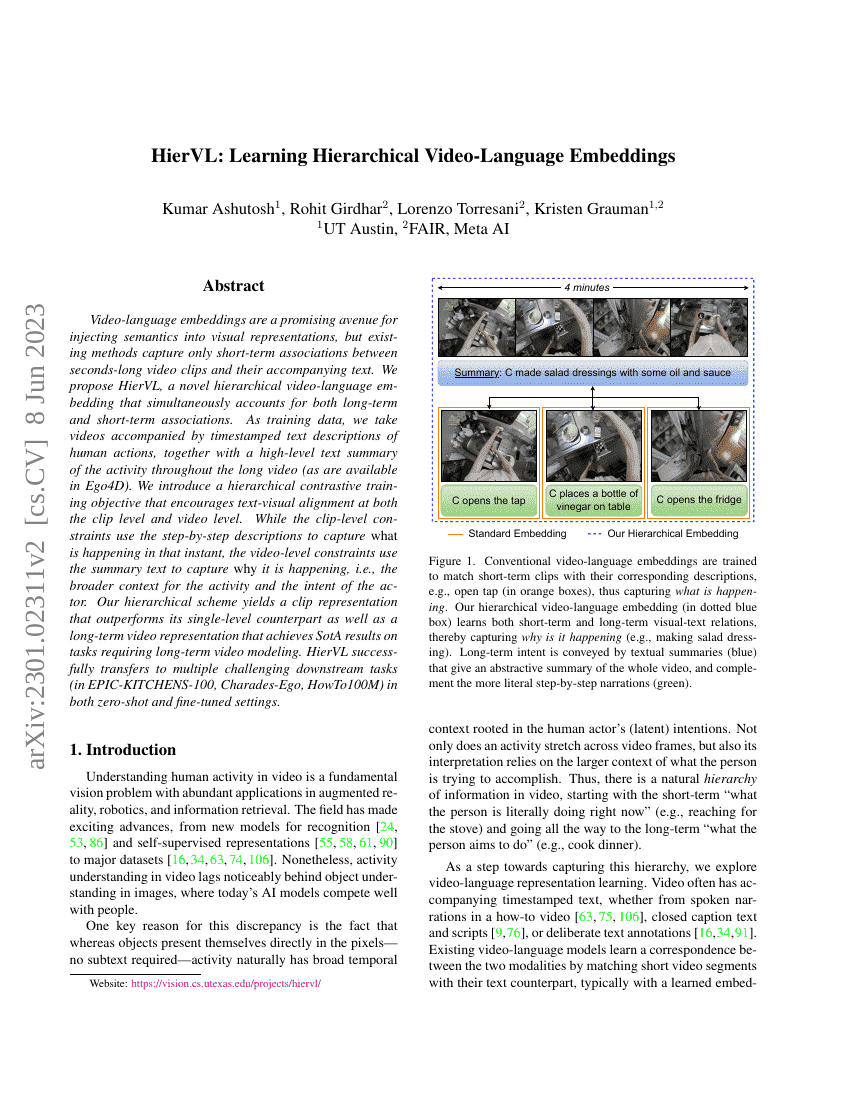 HierVL:学习分层视频-语言嵌入