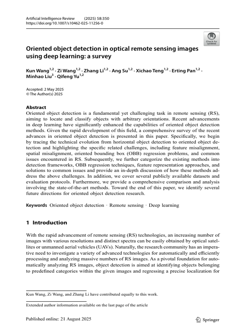 Oriented object detection in optical remote sensing images using deep learning: a survey