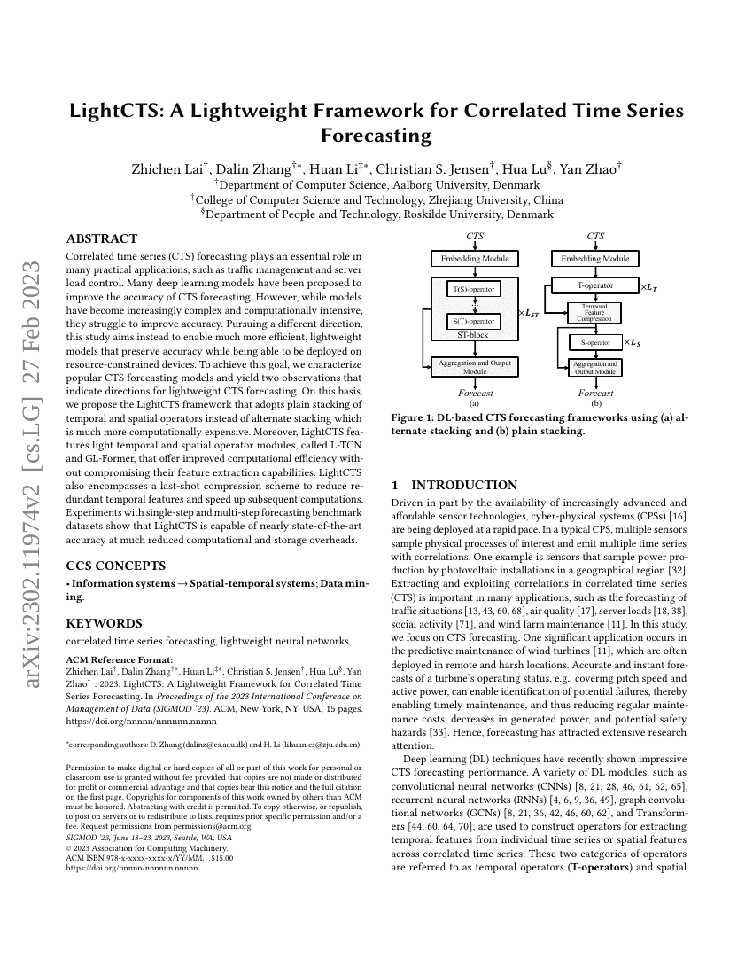 LightCTS:一种轻量级的相关时间序列预测框架