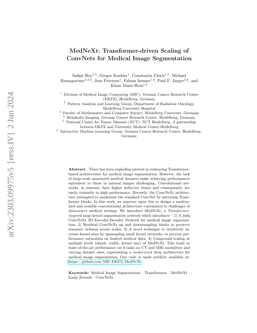 MedNeXt：基于Transformer驱动的卷积网络在医学图像分割中的扩展