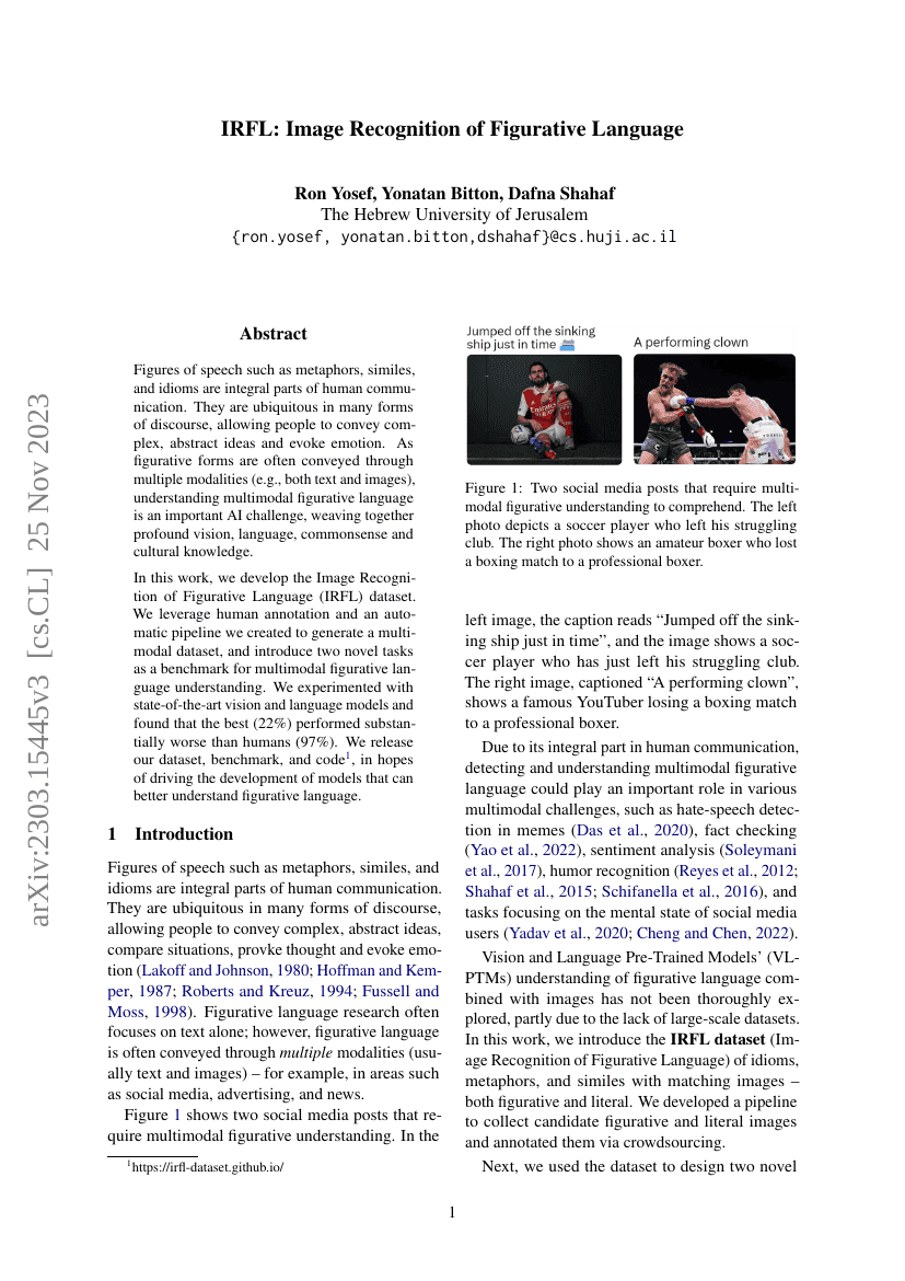 IRFL:图像隐喻语言识别