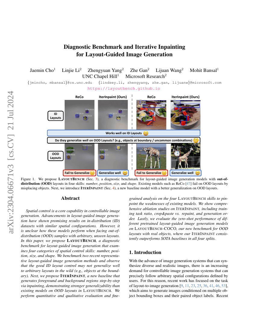 诊断基准和迭代修复在布局引导图像生成中的应用