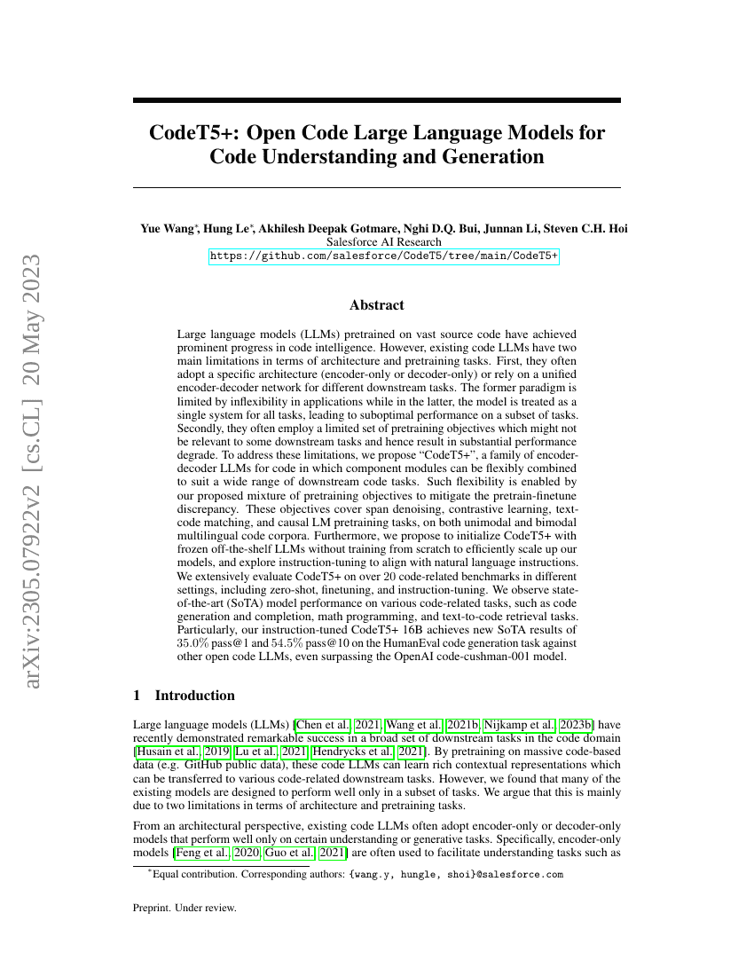 CodeT5+:面向代码理解与生成的开源代码大语言模型
