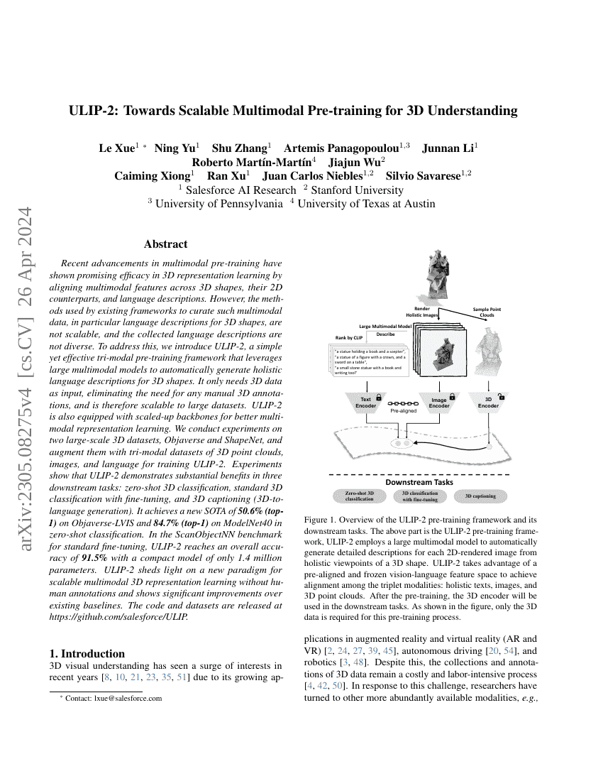 ULIP-2:面向可扩展的3D理解多模态预训练