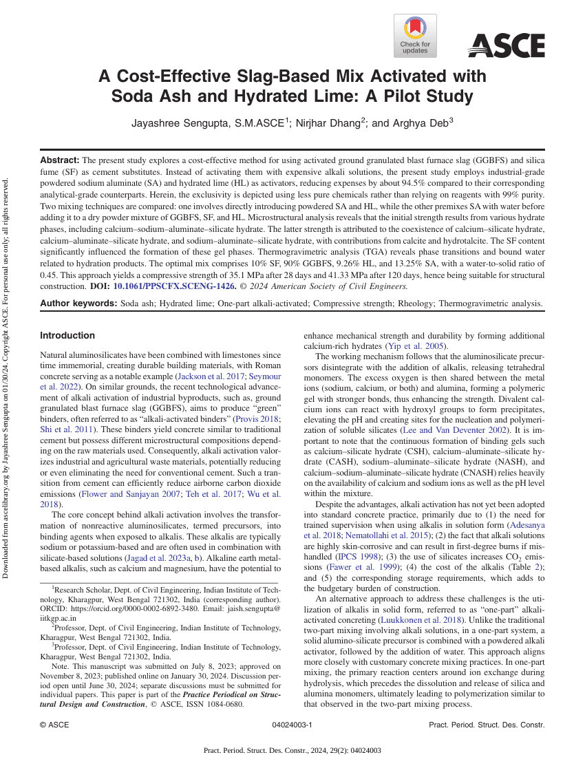 A Cost-Effective Slag-based Mix Activated with Soda Ash and Hydrated Lime: A Pilot Study