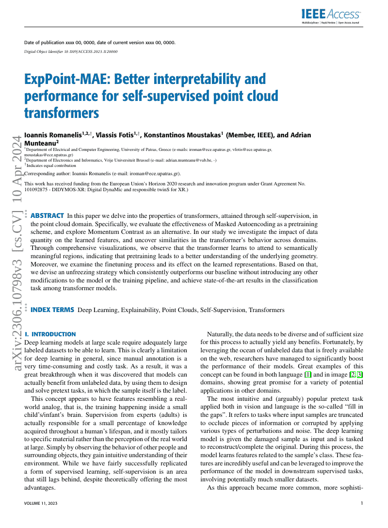 ExpPoint-MAE:面向自监督点云Transformer的更优可解释性与性能