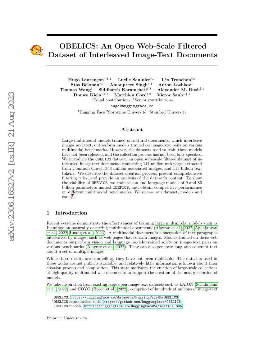 OBELICS:一个开放的网络规模过滤数据集,包含交错的图像-文本文档