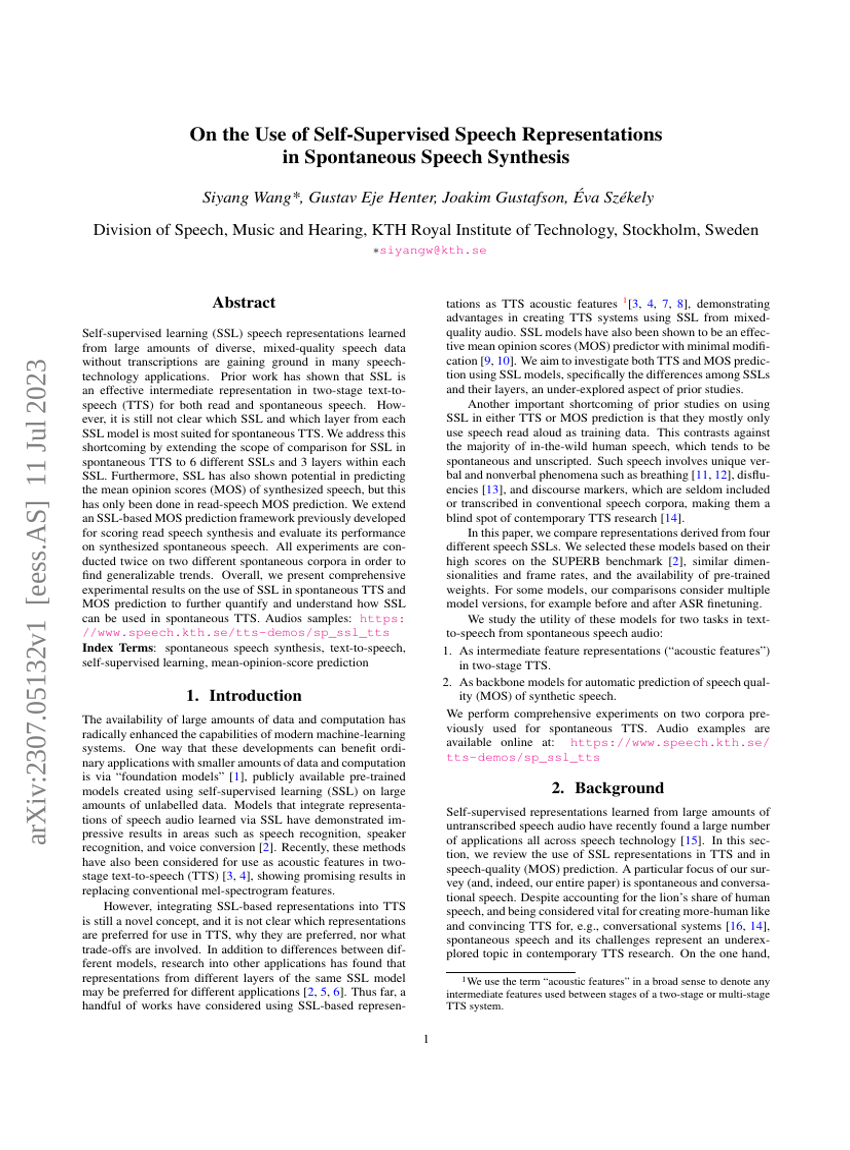 On the Use of Self-Supervised Speech Representations in Spontaneous Speech Synthesis