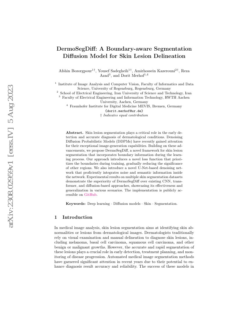 DermoSegDiff:一种用于皮肤病变轮廓提取的边界感知分割扩散模型