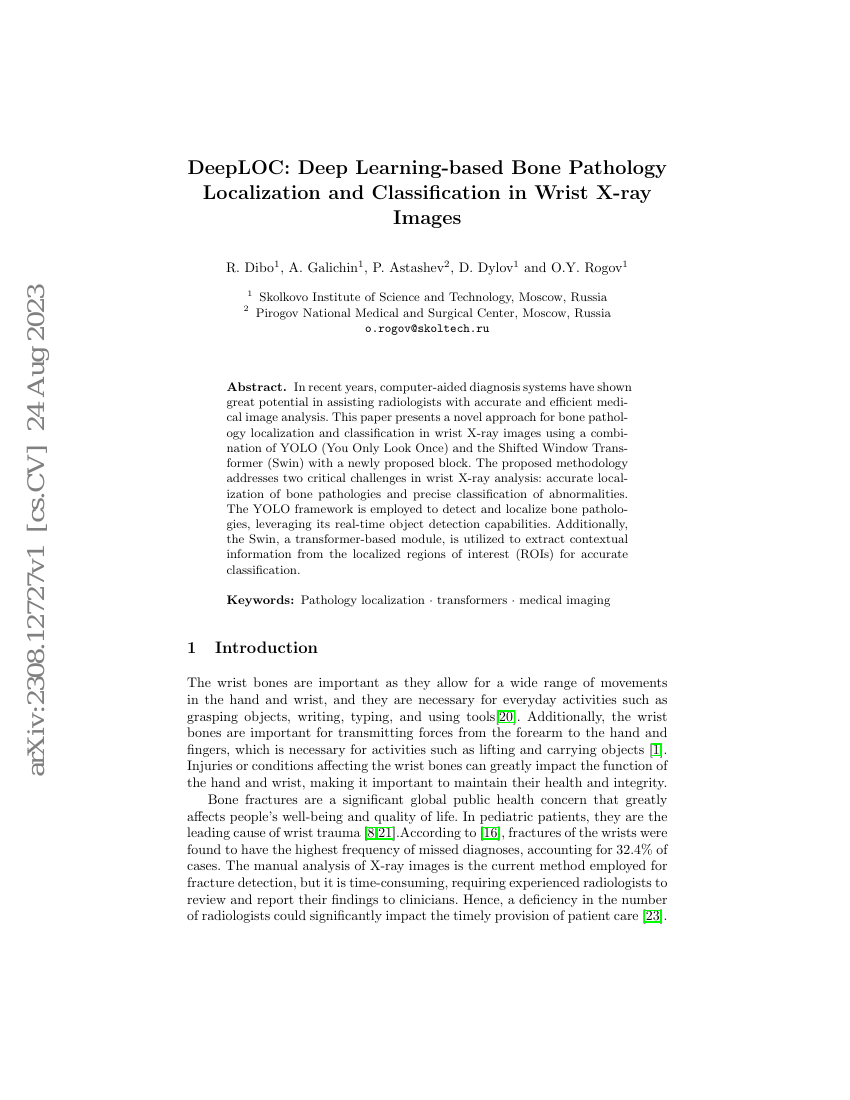 DeepLOC:基于深度学习的腕关节X射线图像中骨骼病理区域定位与分类