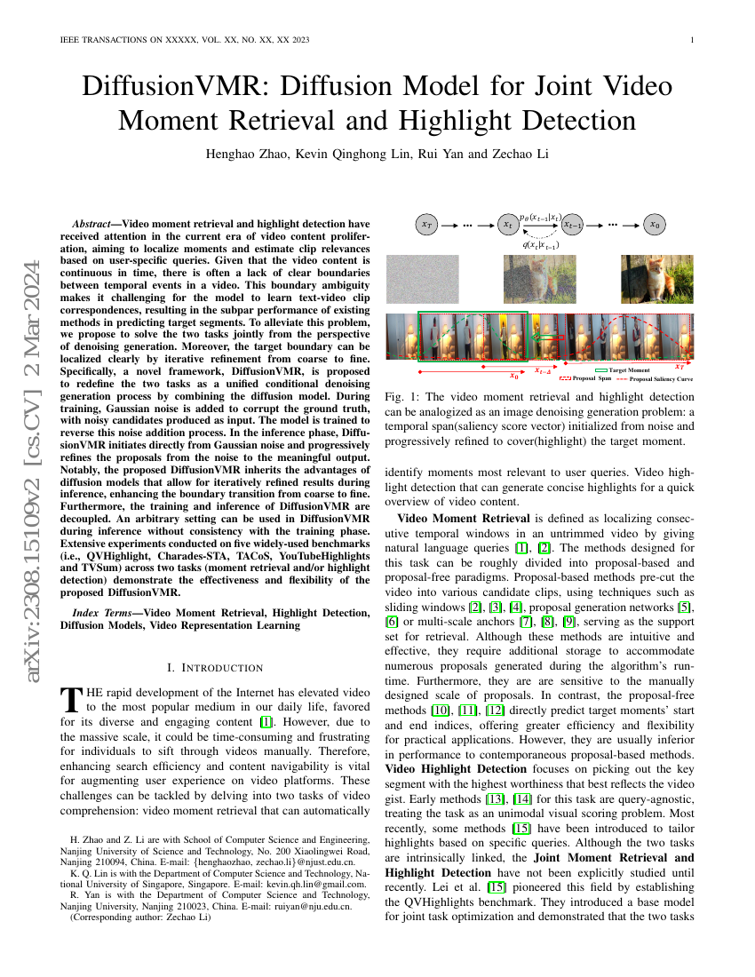 DiffusionVMR:用于联合视频片段检索和高光检测的扩散模型