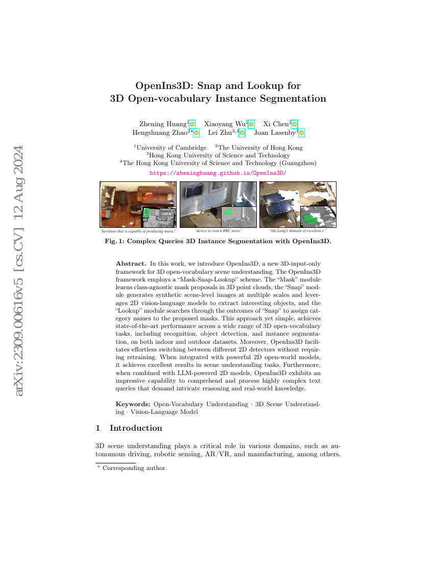 OpenIns3D:面向开放词汇的3D实例分割的捕捉与查找