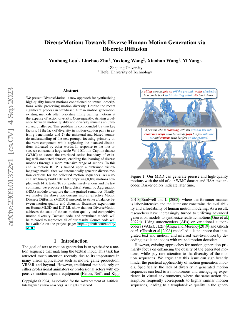 DiverseMotion:通过离散扩散实现多样化的真人动作生成