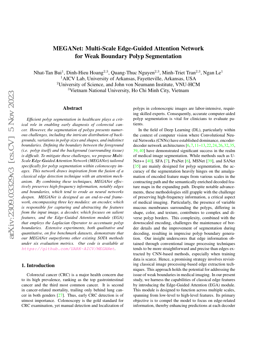 MEGANet:用于弱边界息肉分割的多尺度边缘引导注意力网络