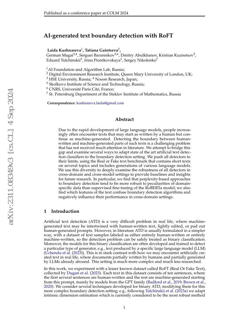 基于AI的文本边界检测技术——RoFT