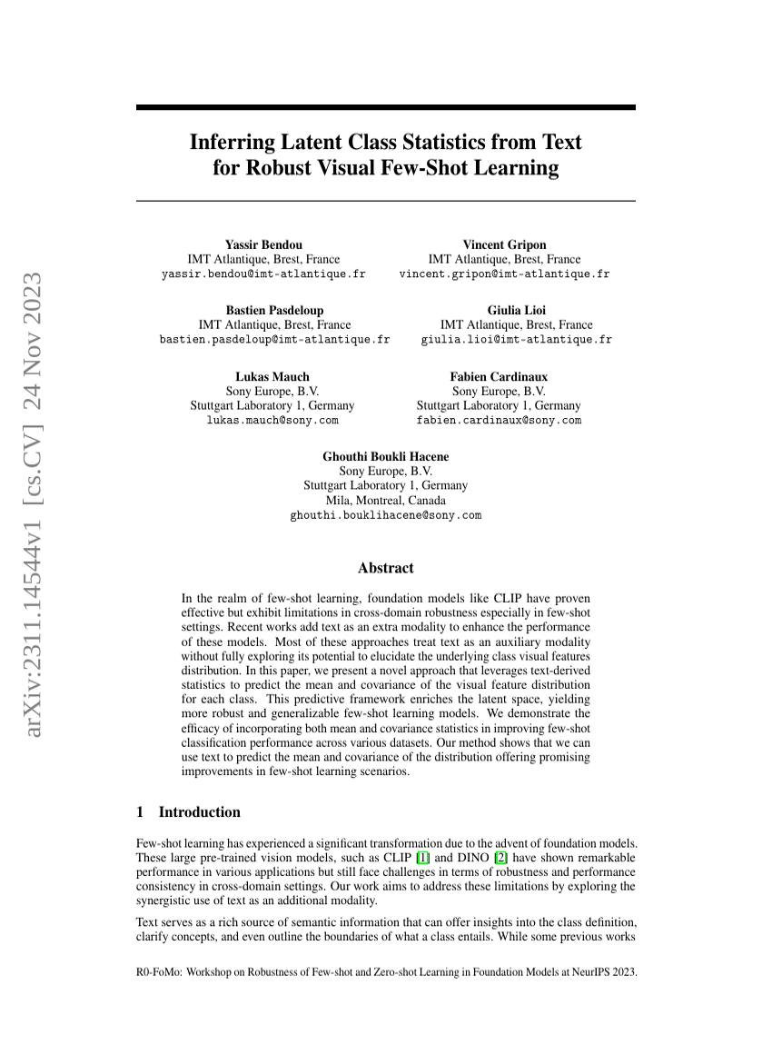 Inferring Latent Class Statistics from Text for Robust Visual Few-Shot Learning