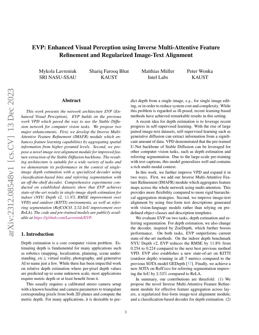 EVP:基于逆向多注意力特征精炼与正则化图文对齐的增强视觉感知