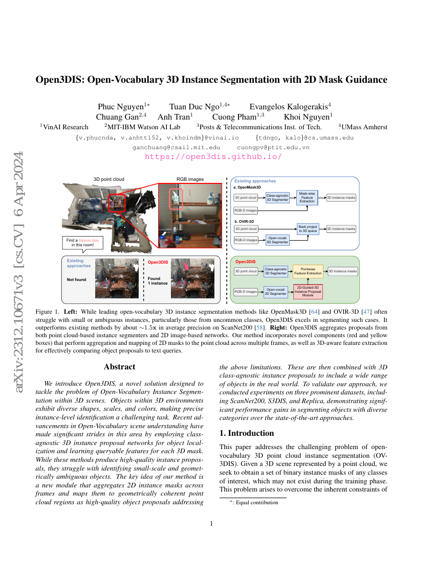 Open3DIS: 基于开放词汇的3D实例分割与2D掩码引导