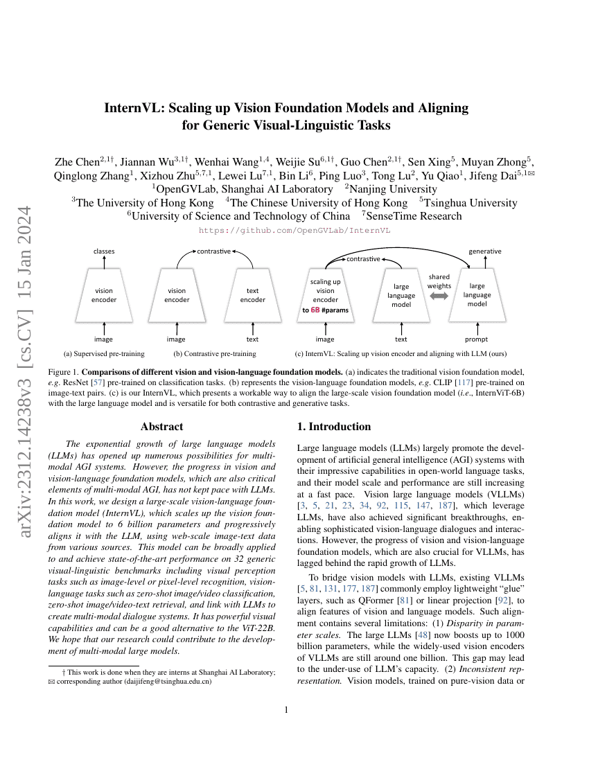 InternVL:扩展视觉基础模型并对其对齐以适应通用视觉-语言任务