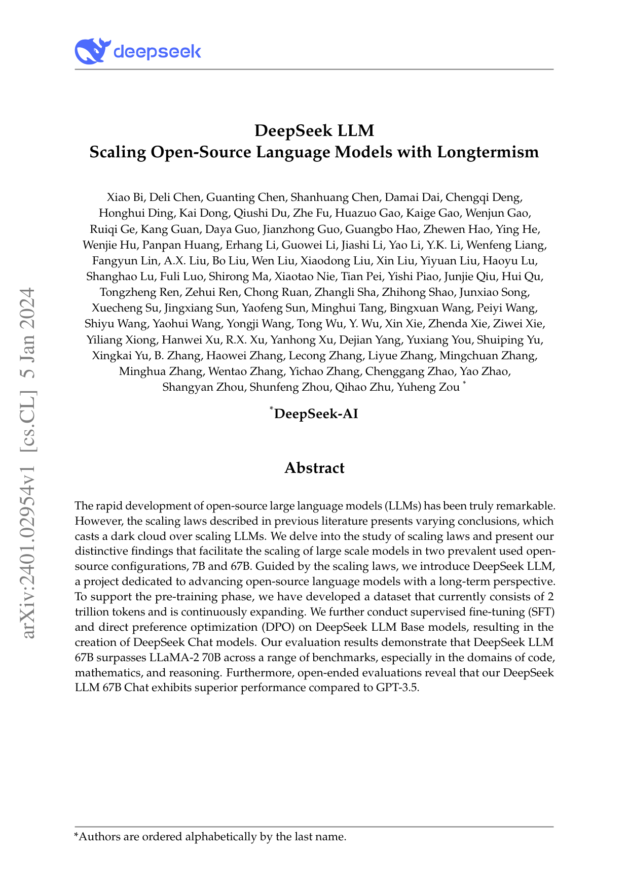 DeepSeek LLM: Longtermismを用いたオープンソース言語モデルのスケーリング