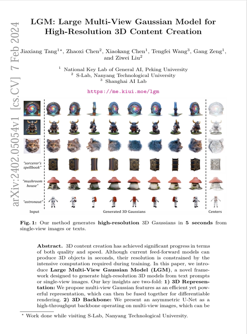 LGM: Großes mehransichtiges Gauss-Modell zur Erstellung von hochauflösenden 3D-Inhalten