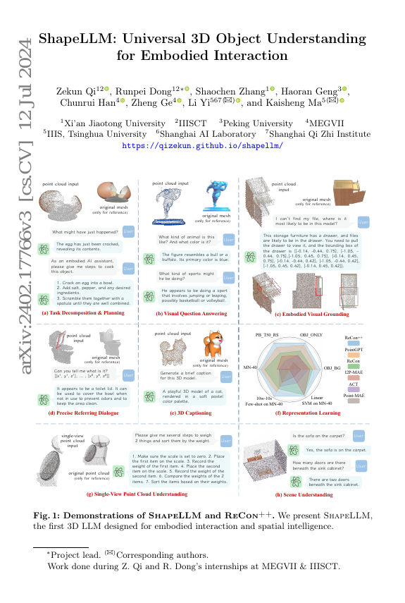 ShapeLLM:面向实体交互的通用3D物体理解