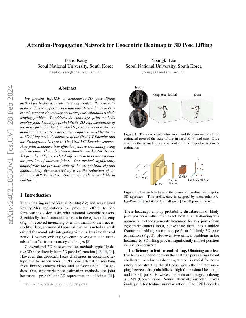 注意传播网络用于第一人称热图到3D姿态提升