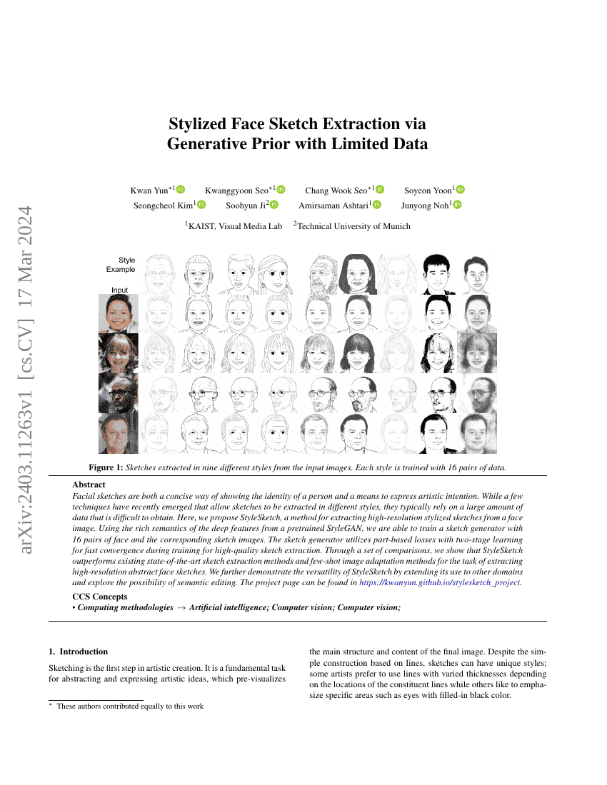 基于生成先验的有限数据人脸素描提取