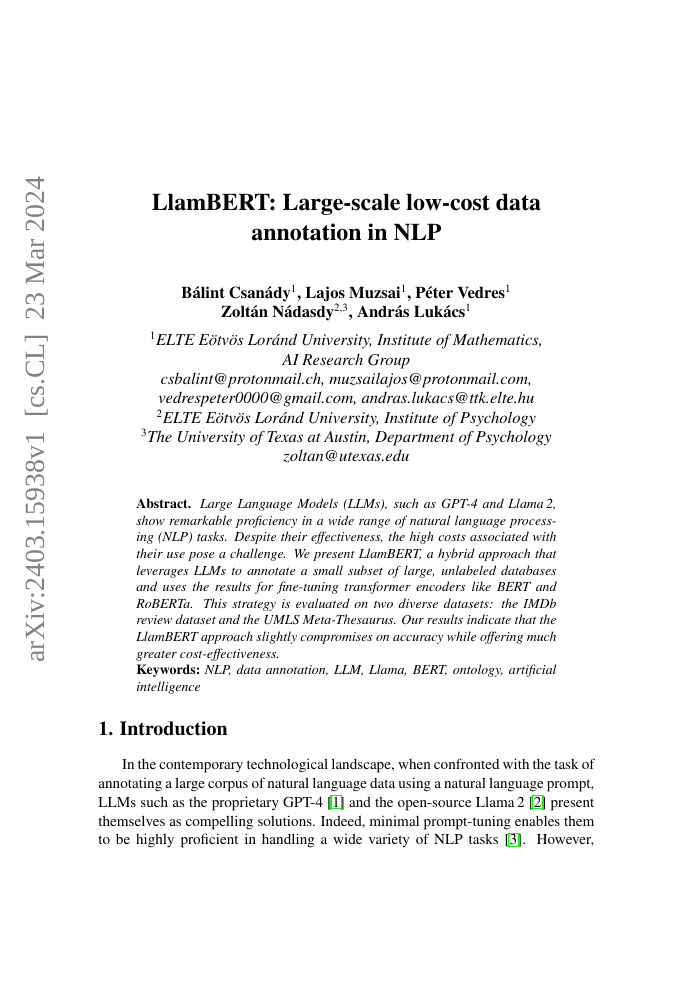 LlamBERT:自然语言处理中的大规模低成本数据标注