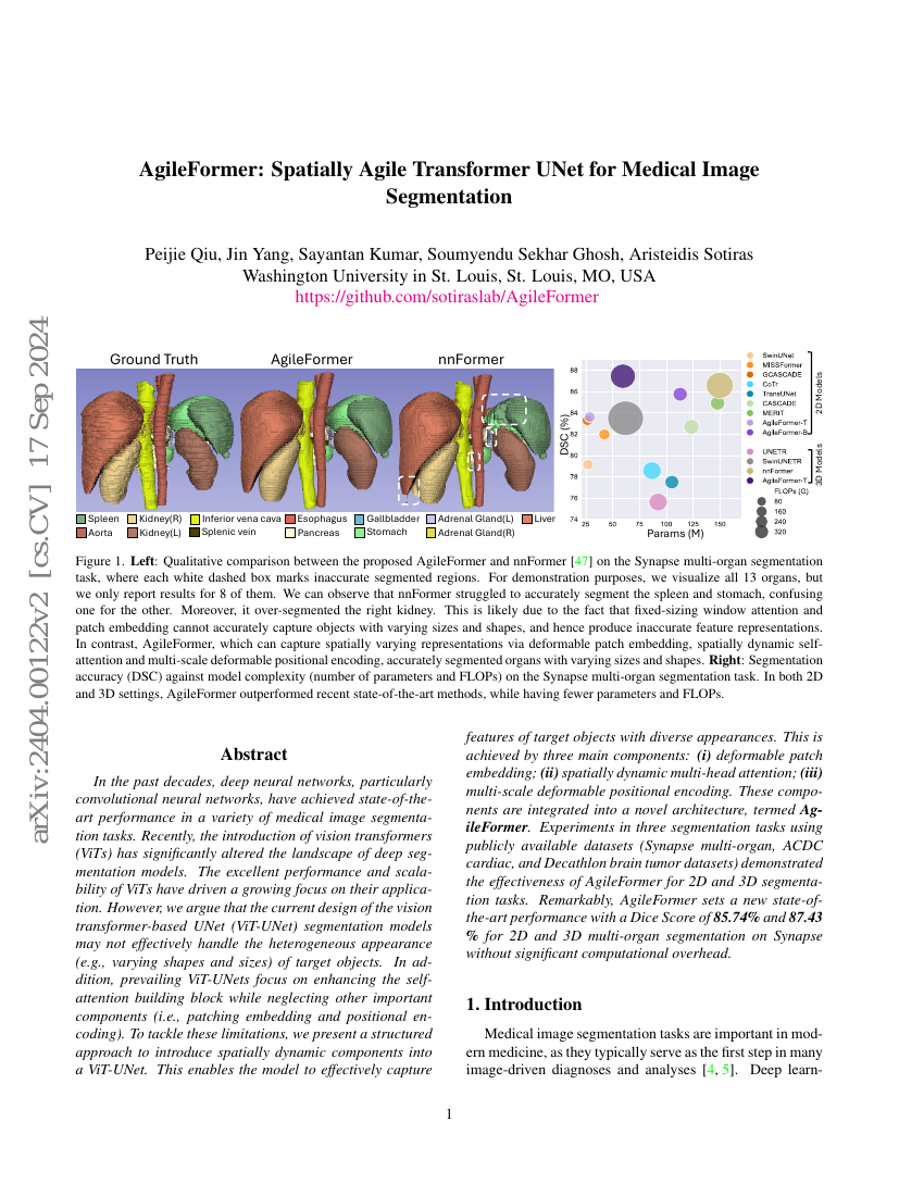 AgileFormer:空间敏捷的Transformer UNet用于医学图像分割