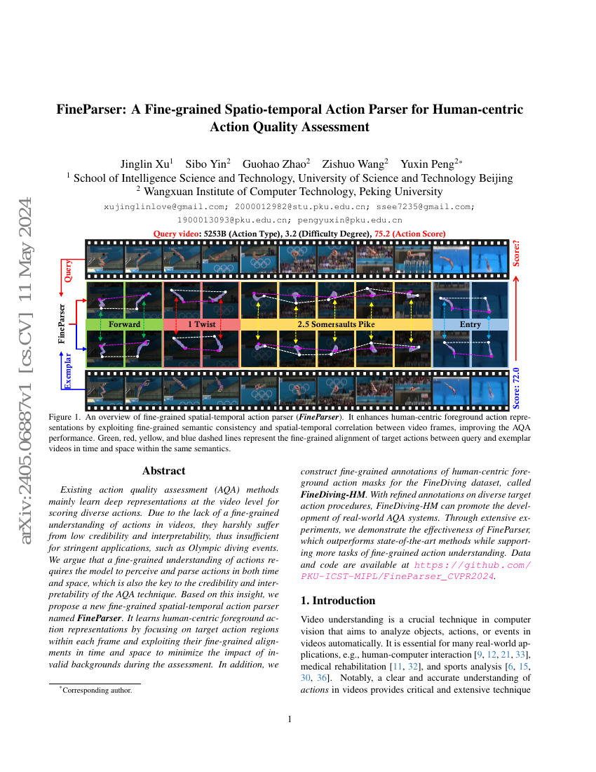FineParser:一种用于以人为中心的动作质量评估的细粒度时空动作解析器