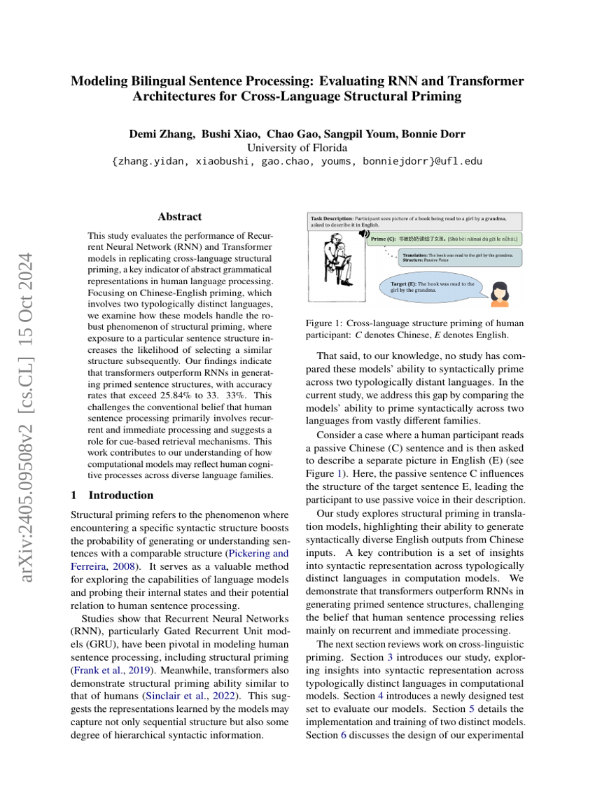 Modeling Bilingual Sentence Processing: Evaluating RNN and Transformer Architectures for Cross-Language Structural Priming