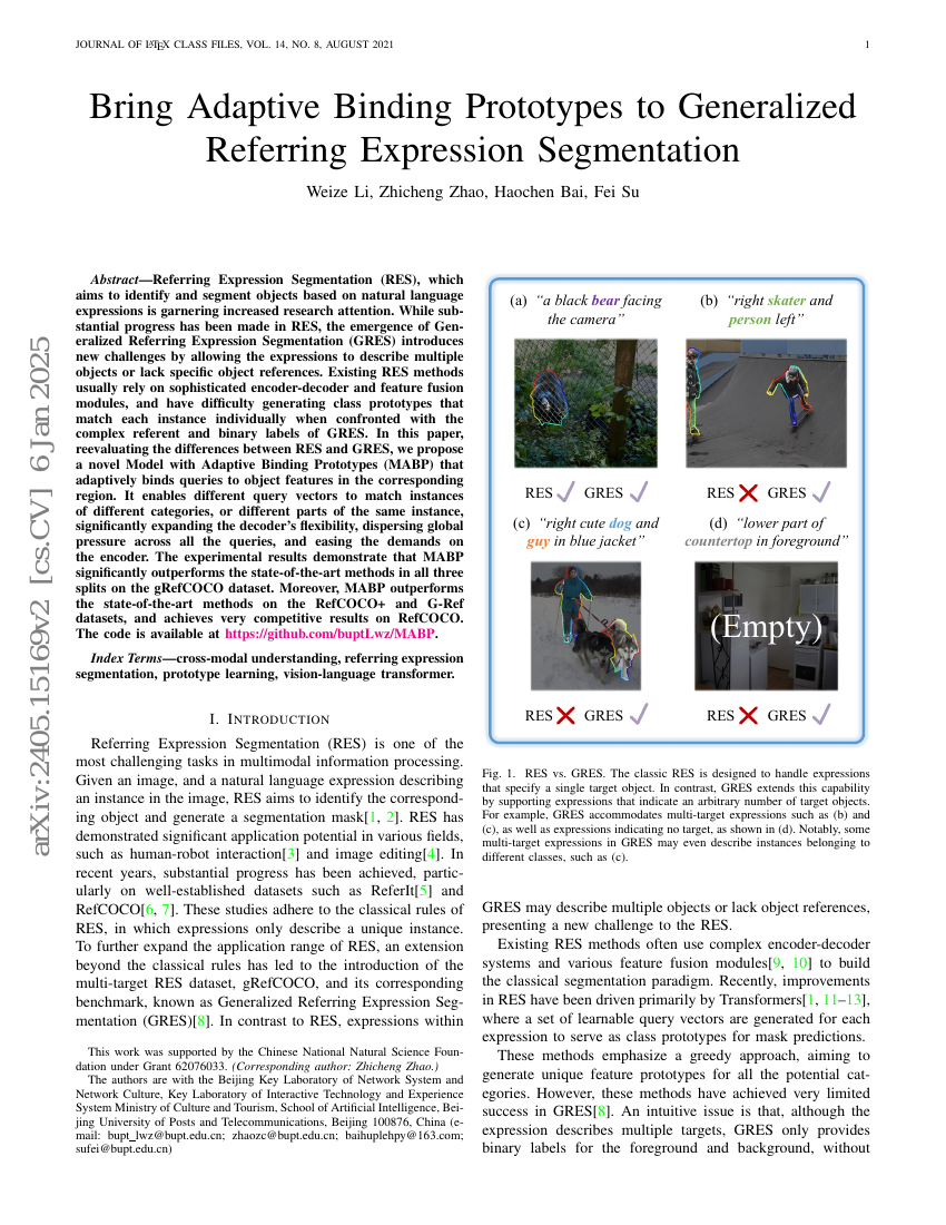 Bring Adaptive Binding Prototypes to Generalized Referring Expression
  Segmentation