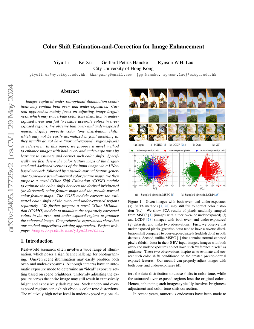 图像增强中的颜色偏移估计与校正