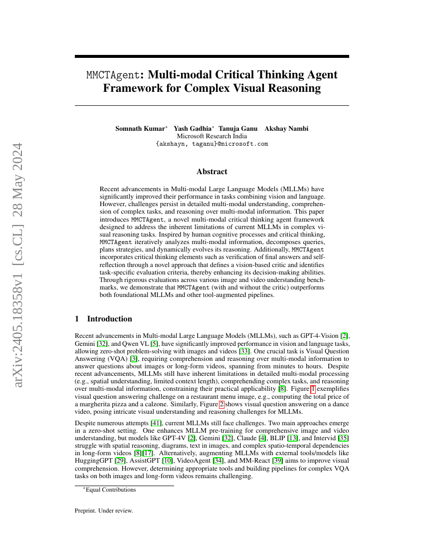 MMCTAgent:面向复杂视觉推理的多模态批判性思维Agent框架