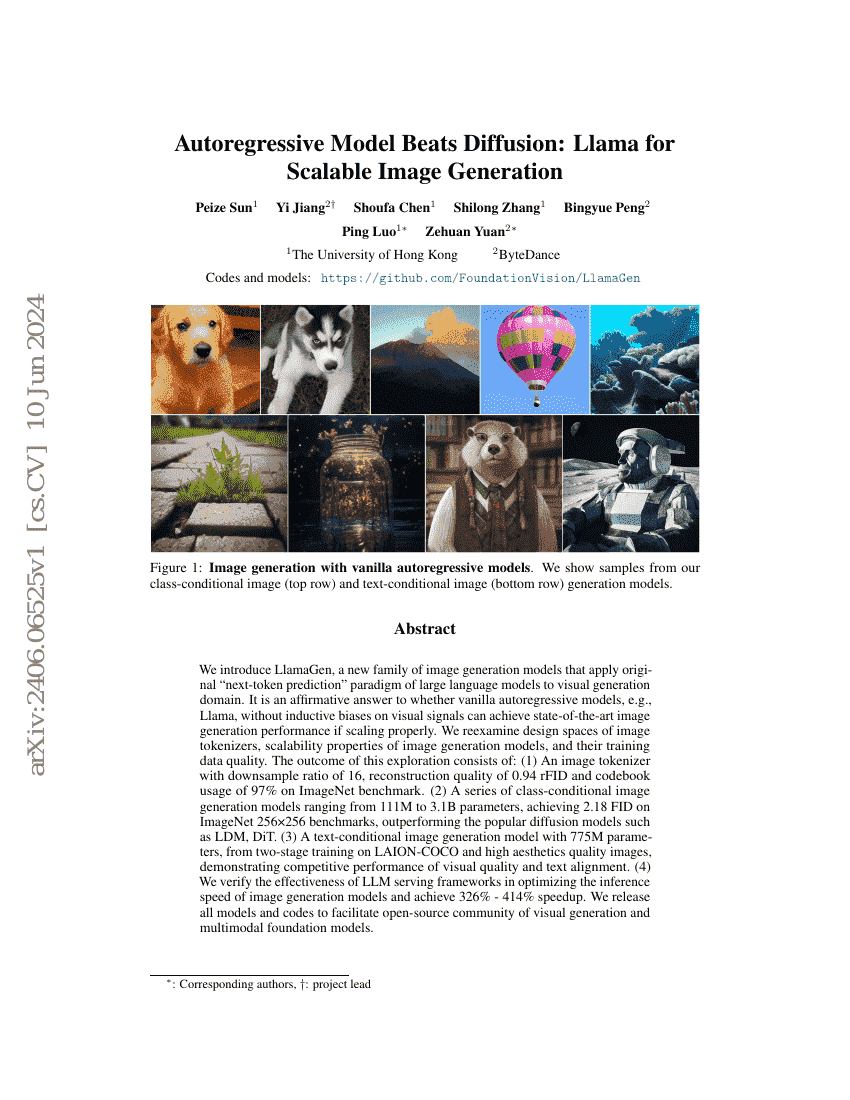 Autoregressive Model Beats Diffusion: Llama for Scalable Image
Generation