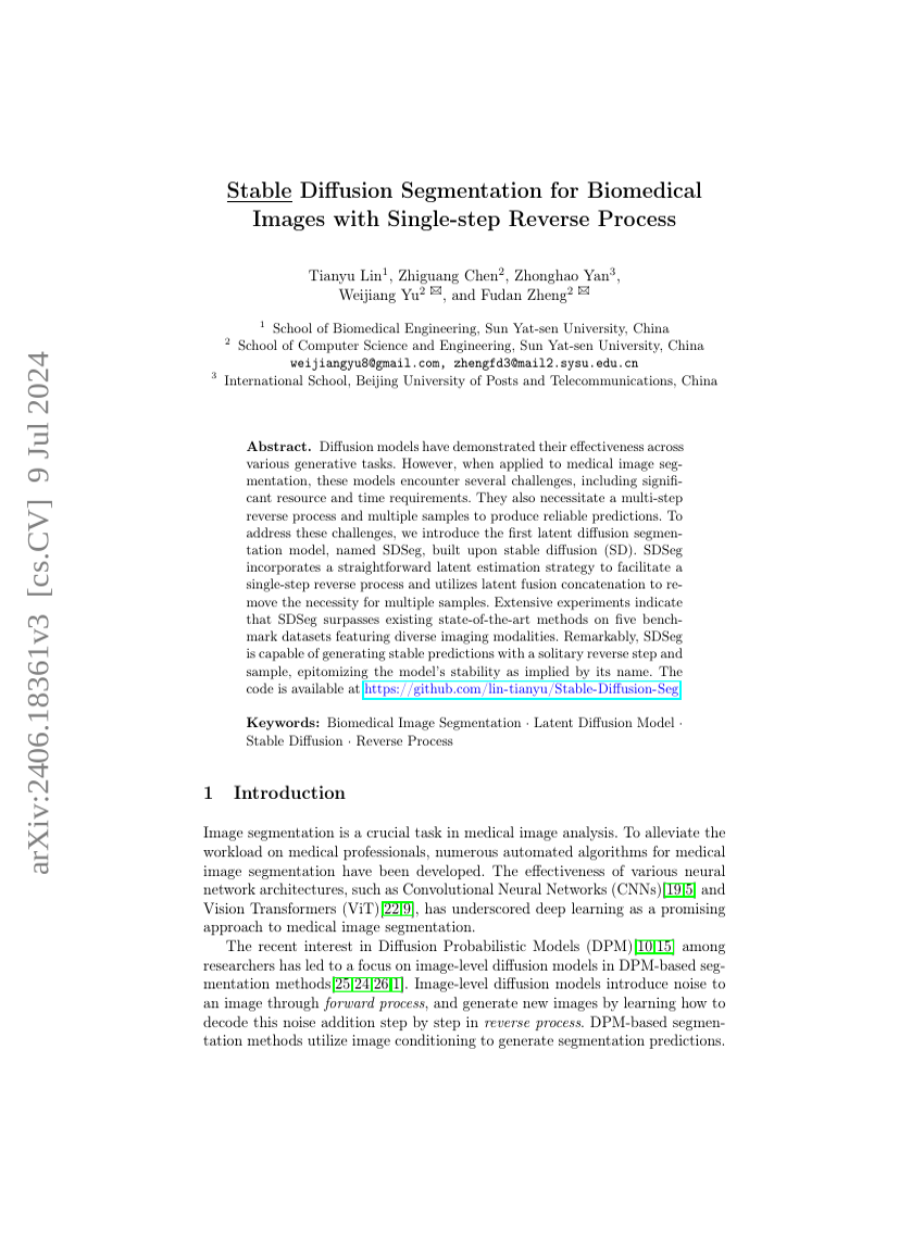 Stable Diffusion Segmentation for Biomedical Images with Single-step Reverse Process
