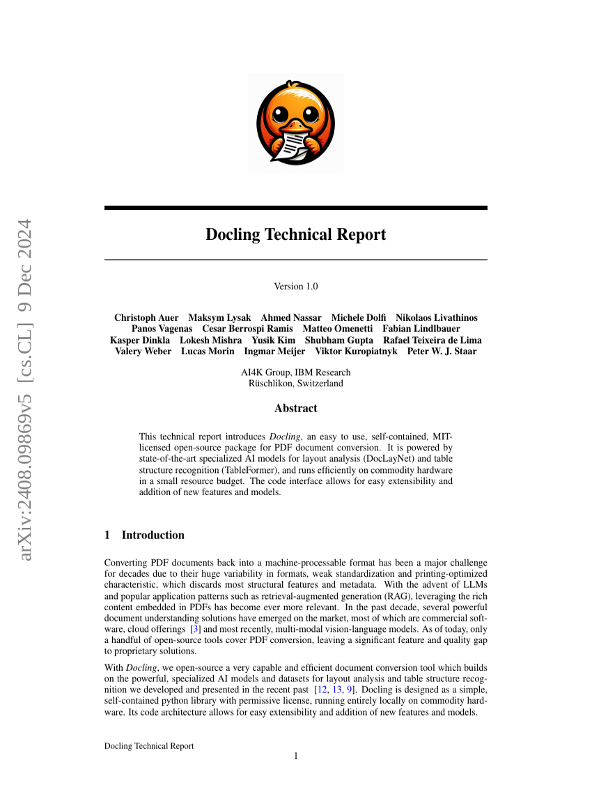 Docling Technical Report