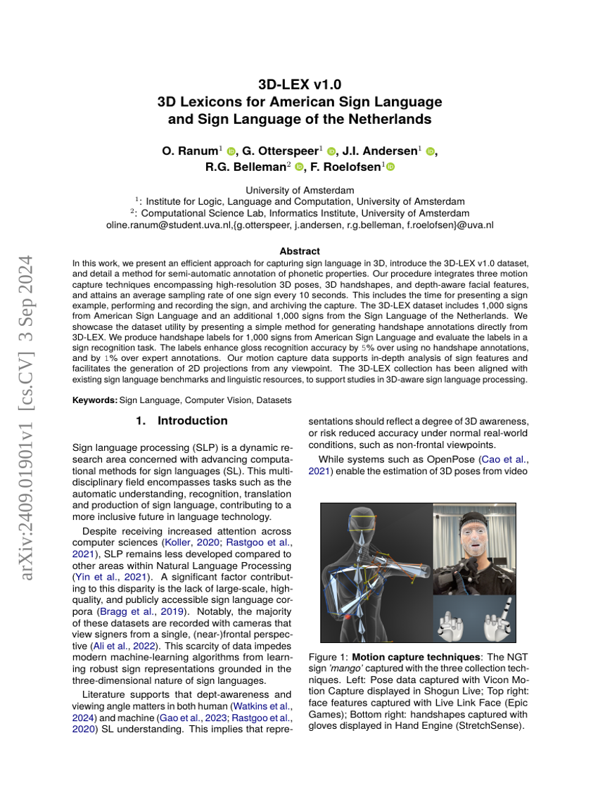 3D Lexicons for American Sign Language and Sign Language of the Netherlands