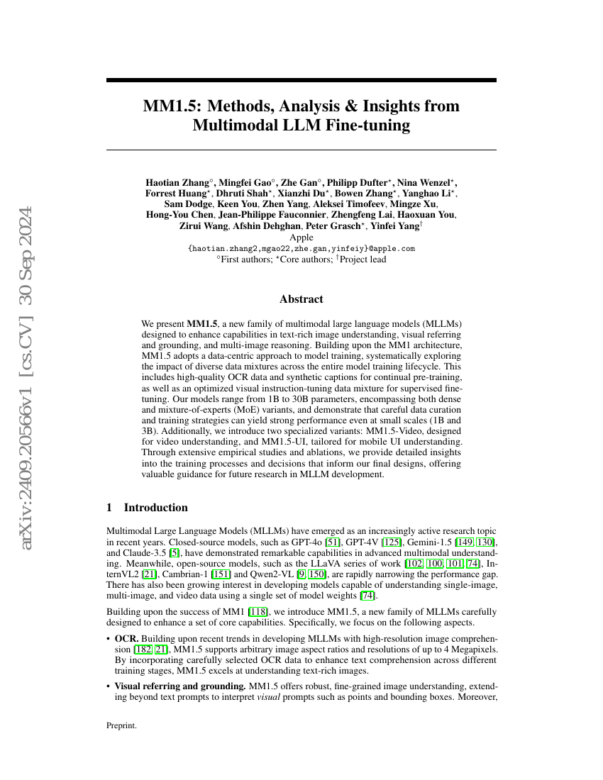 MM1.5：多模态LLM微调的方法、分析与洞见