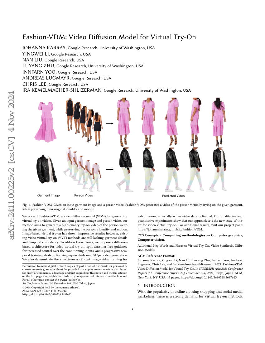 Fashion-VDM:虚拟试穿的视频扩散模型