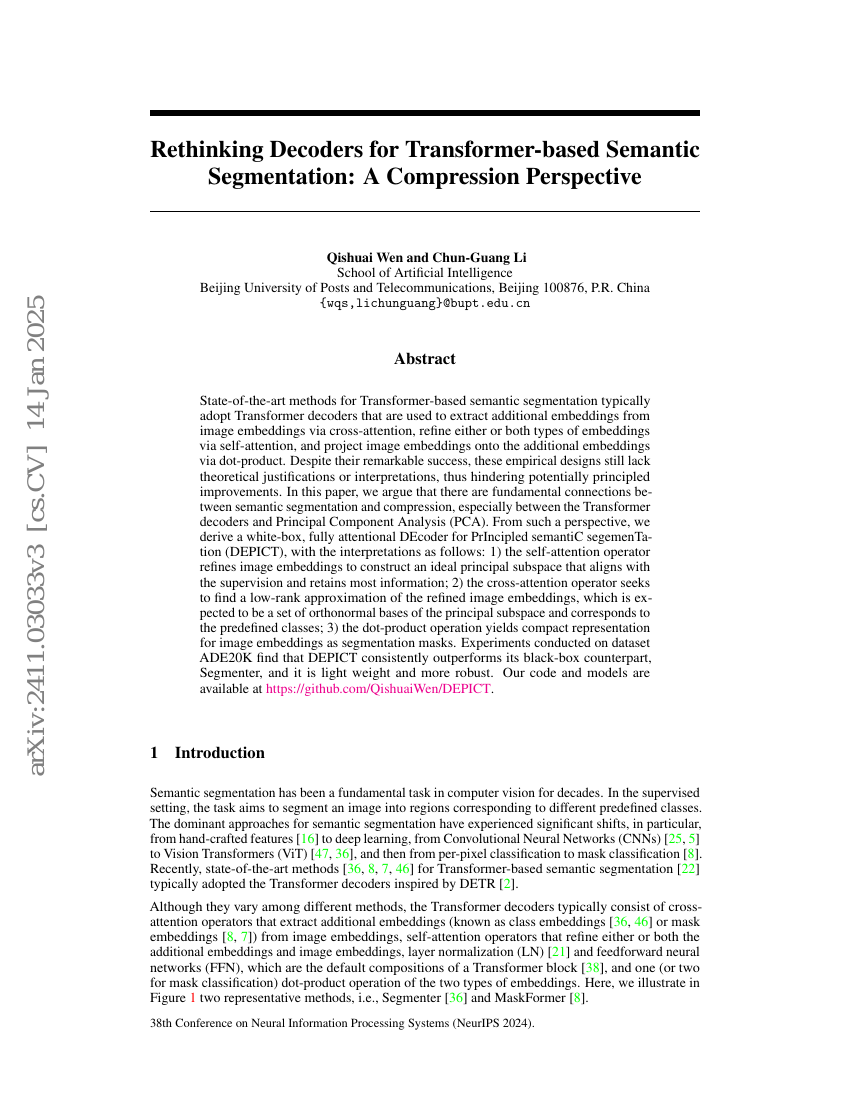 基于Transformer的语义分割中的解码器重思:一种压缩视角