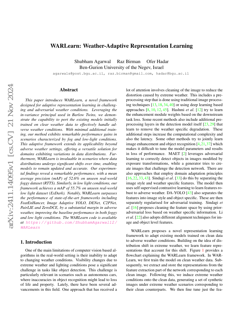 WARLearn:气象自适应表示学习