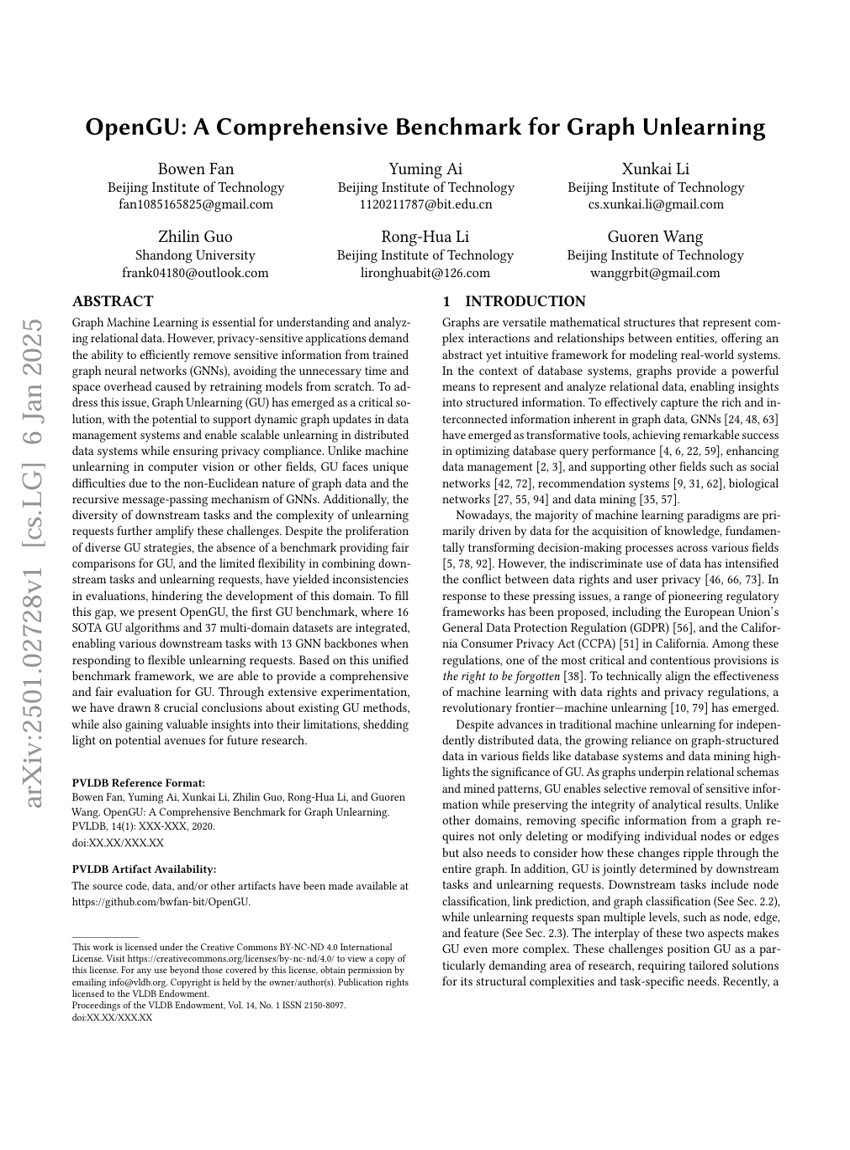 OpenGU: Ein umfassender Benchmark für Graph-Entlernverfahren