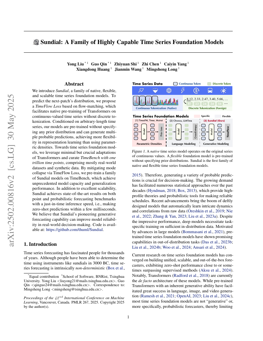 Sundial: A Family of Highly Capable Time Series Foundation Models