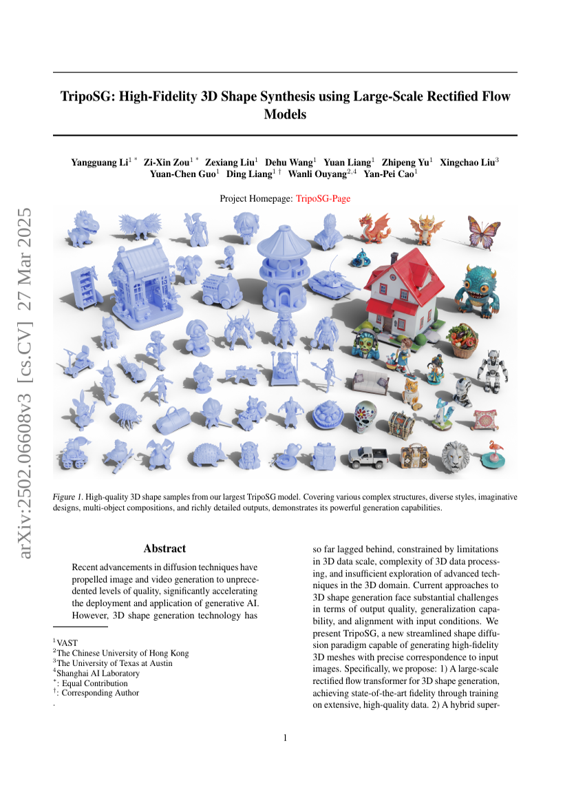 TripoSG: High-Fidelity 3D Shape Synthesis using Large-Scale Rectified Flow Models