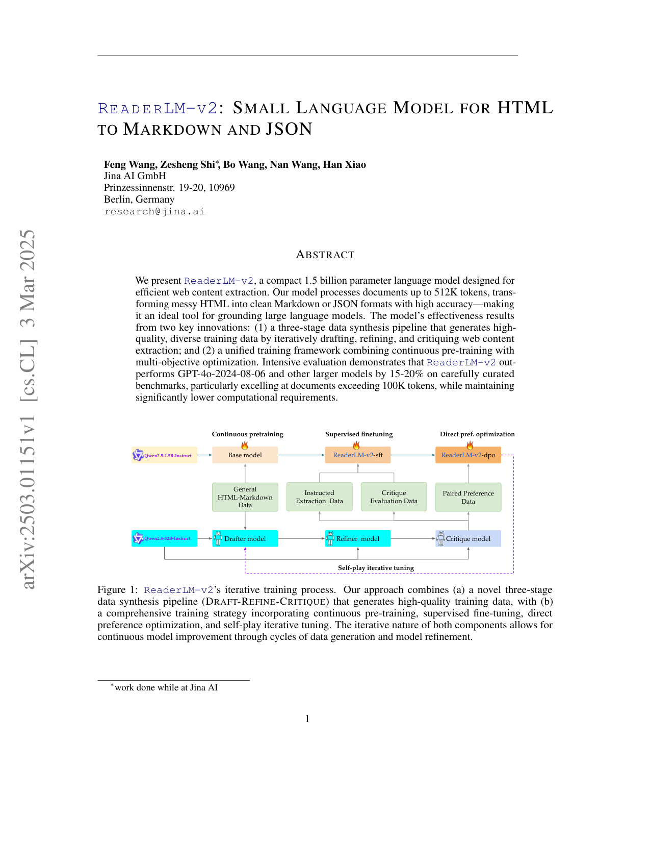ReaderLM-v2: HTMLからMarkdownおよびJSONへの小規模言語モデル