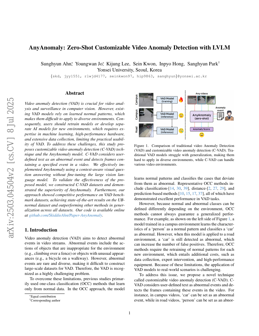 AnyAnomaly:基于LVLM的零样本可定制视频异常检测